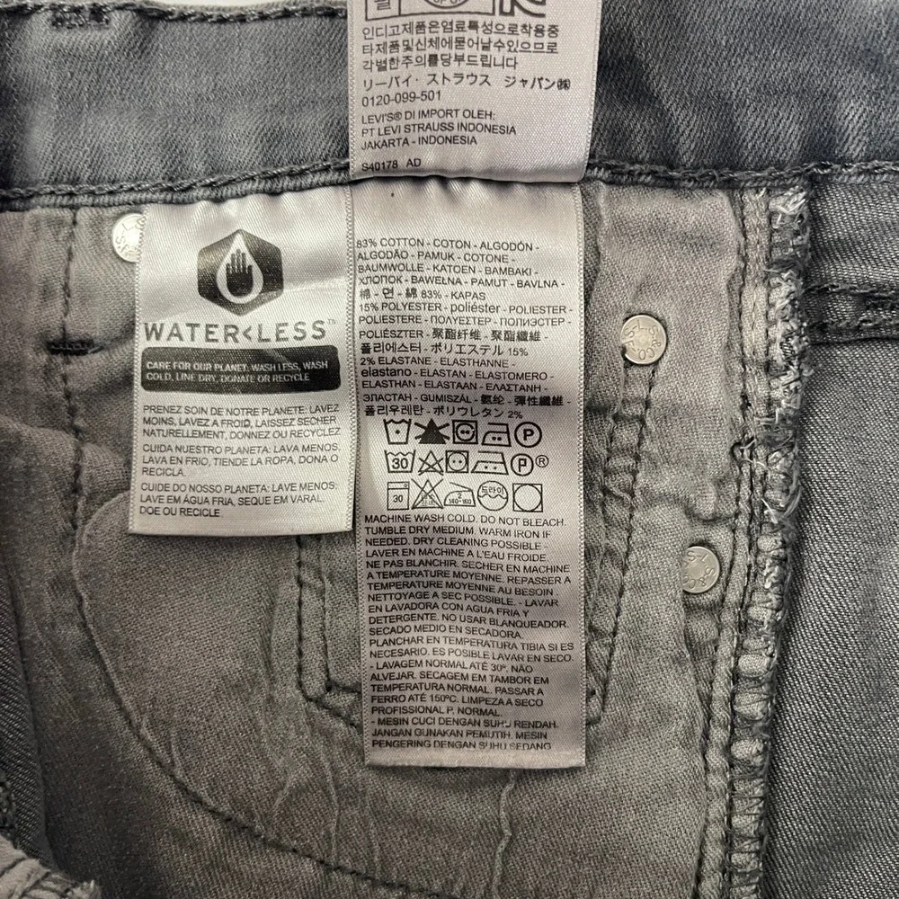 Levis 513 Jeans Mens 29x30 Gray Slim Straight Dark Wash Preppy Grunge Goth